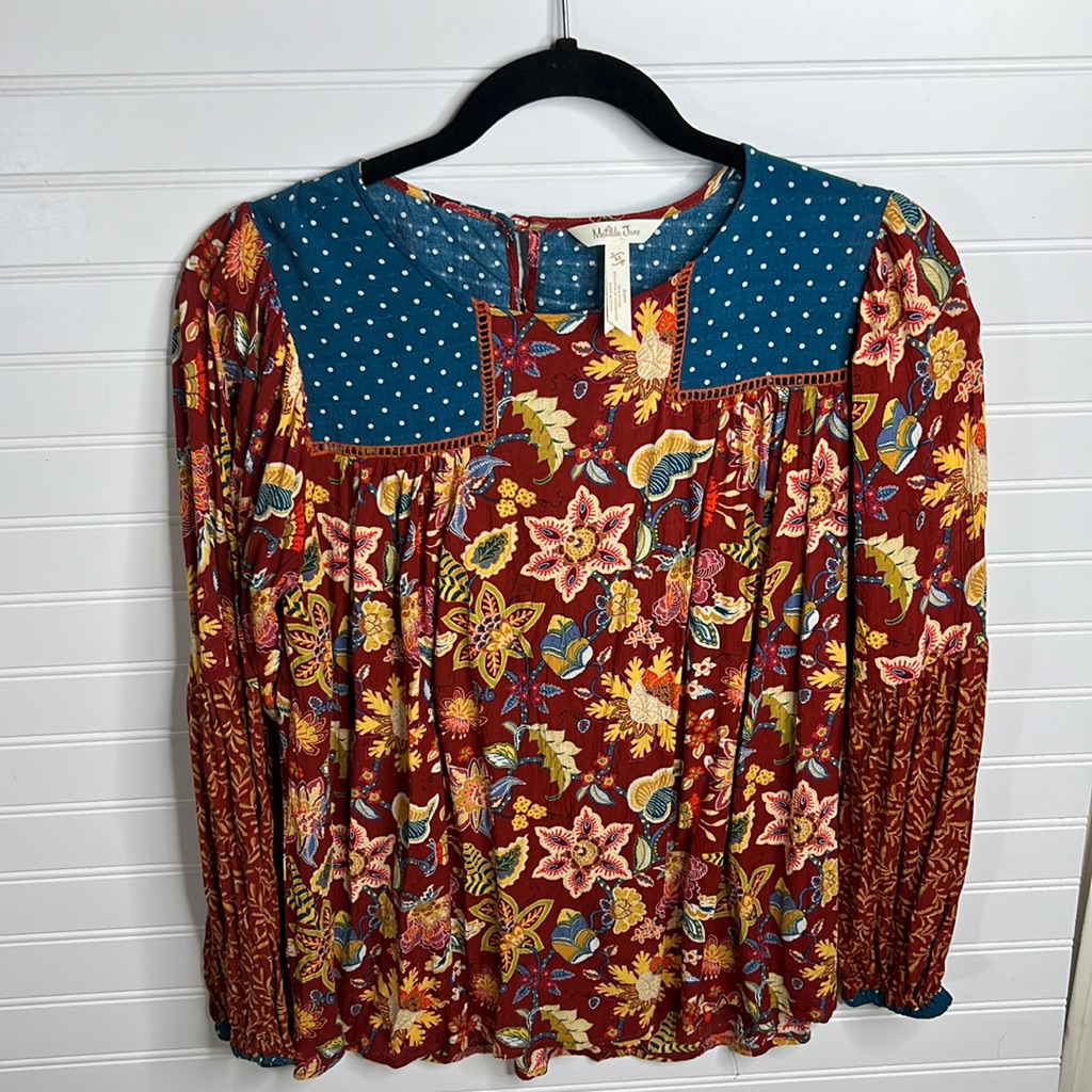 Nwt Matilda Jane Floral Garden Mums Autumn Blouse Medium